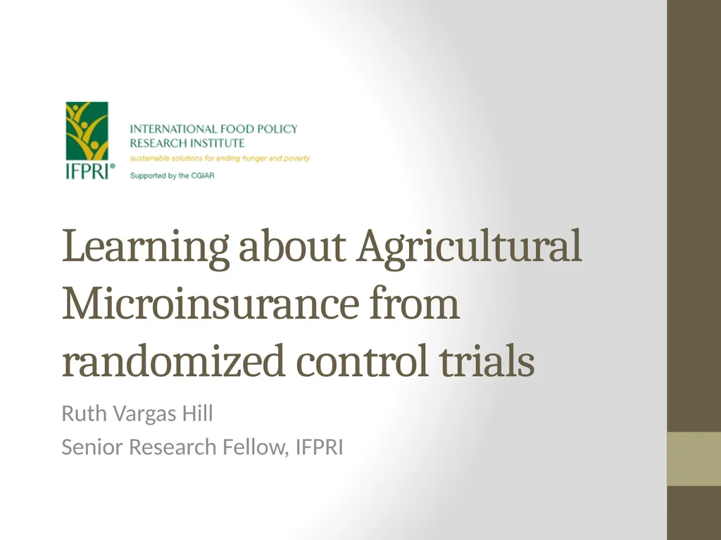 Learning about Agricultural Microinsurance from - slide 1 of 38