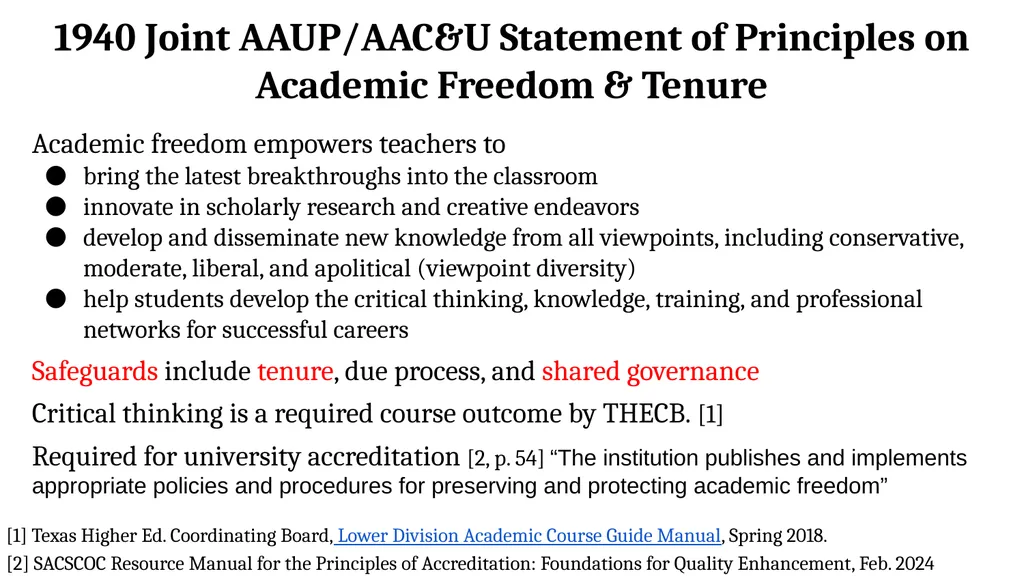 Academic Freedom, Shared Governance, and Faculty - slide 5 of 21