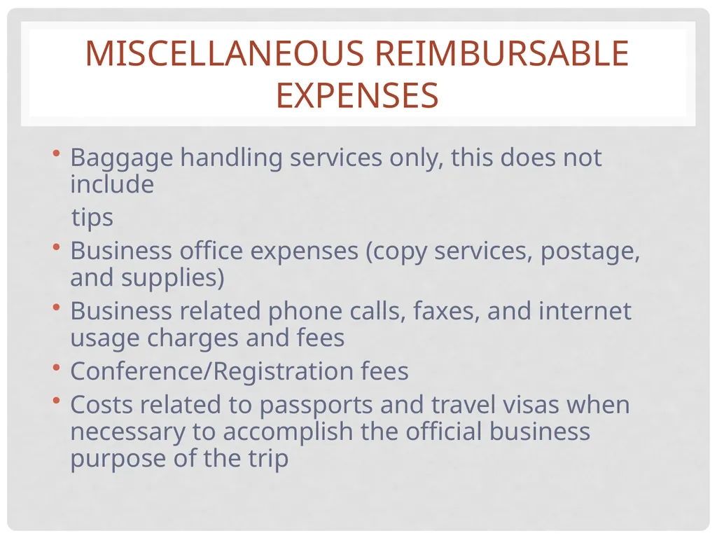 Travel and expense Reimbursement Presented by: - slide 22 of 39
