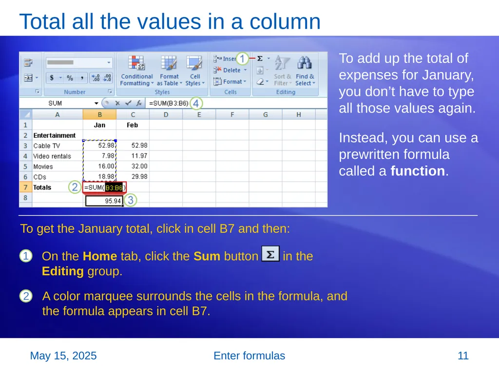 Microsoft® Office Excel® 2007 Training Enter - slide 11 of 64