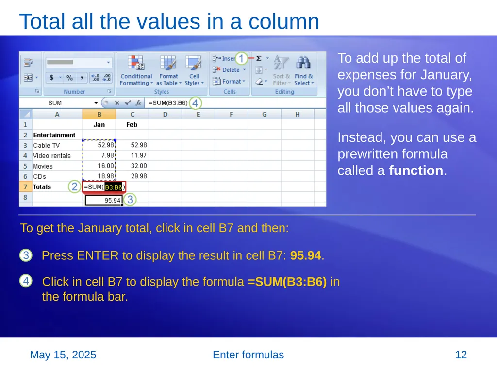 Microsoft® Office Excel® 2007 Training Enter - slide 12 of 64