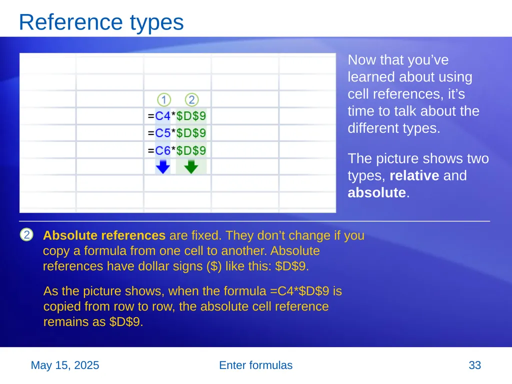 Microsoft® Office Excel® 2007 Training Enter - slide 33 of 64