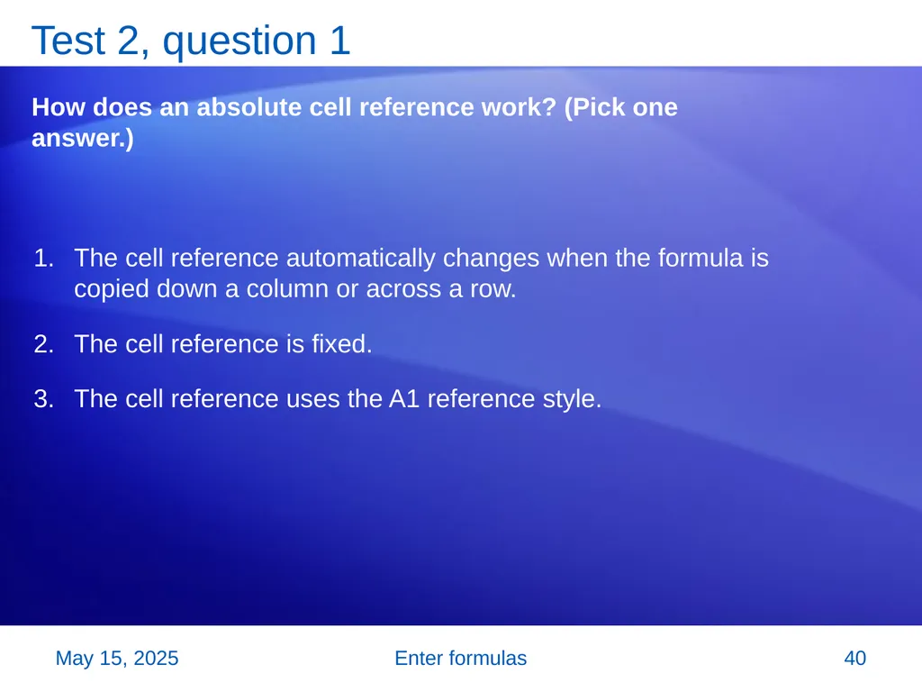 Microsoft® Office Excel® 2007 Training Enter - slide 40 of 64