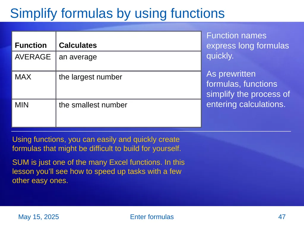Microsoft® Office Excel® 2007 Training Enter - slide 47 of 64