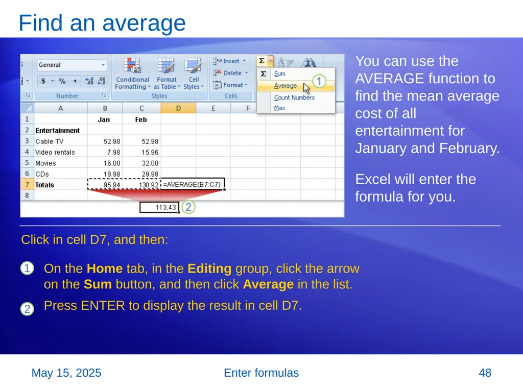 Microsoft® Office Excel® 2007 Training Enter - slide 48 of 64
