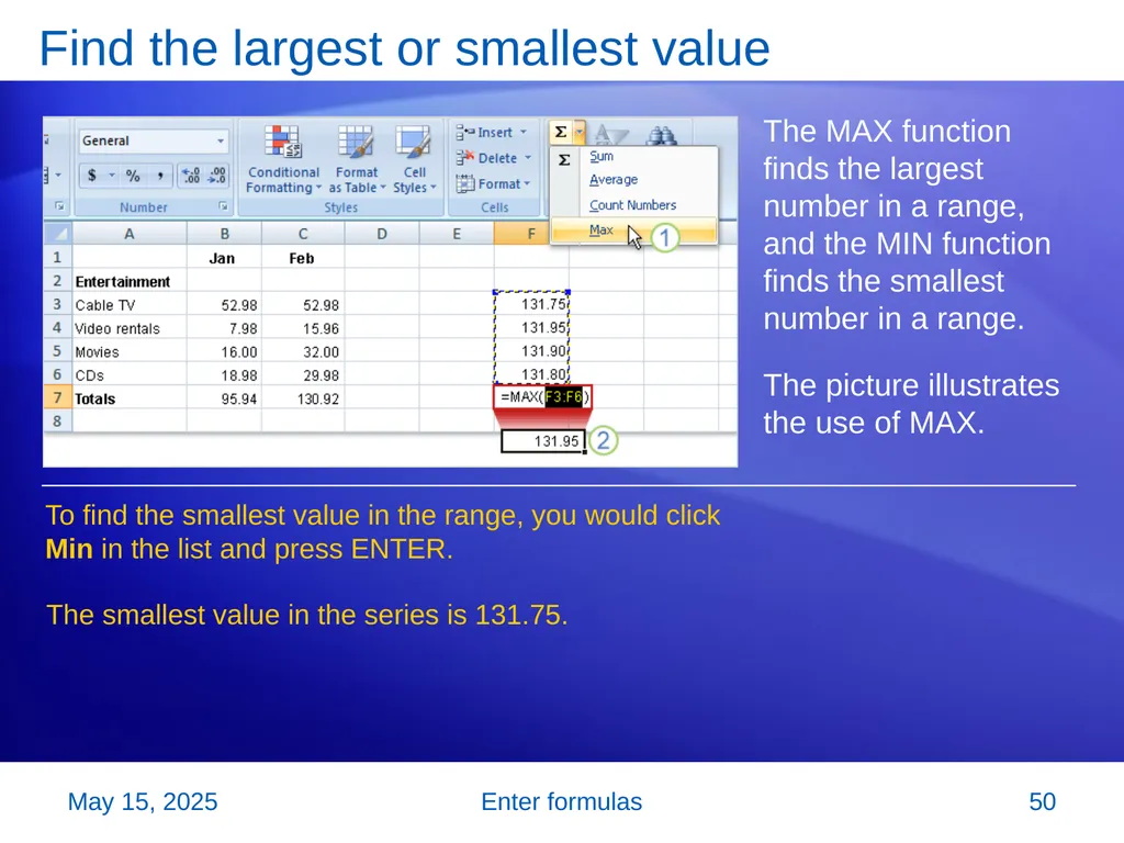 Microsoft® Office Excel® 2007 Training Enter - slide 50 of 64
