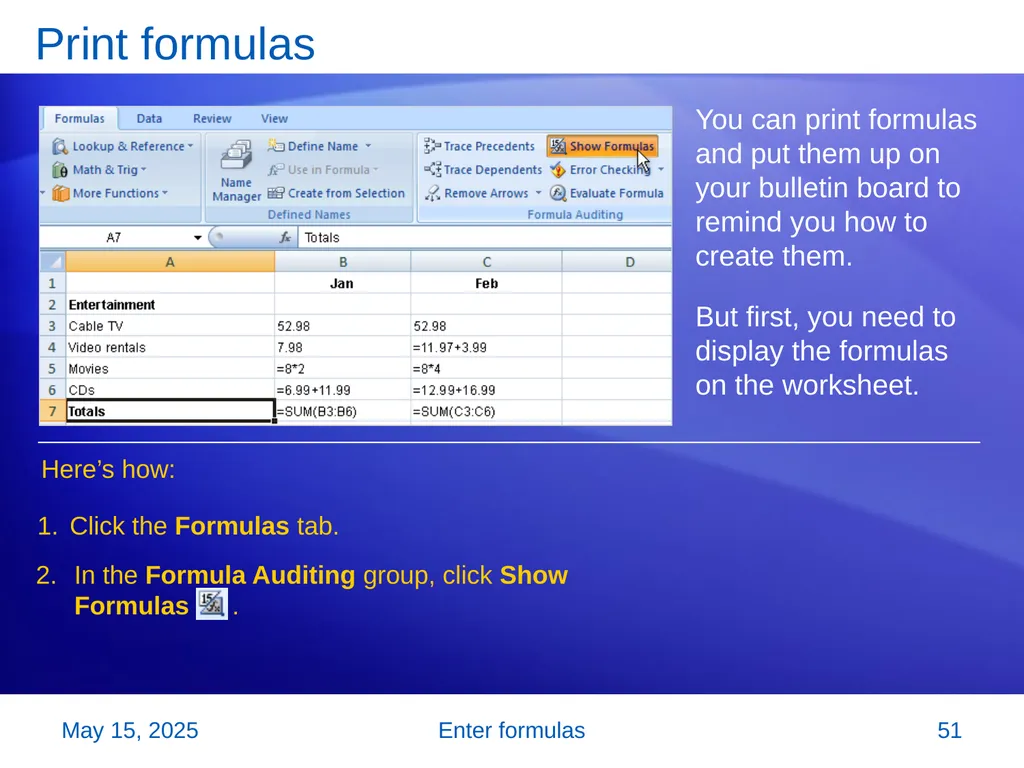 Microsoft® Office Excel® 2007 Training Enter - slide 51 of 64