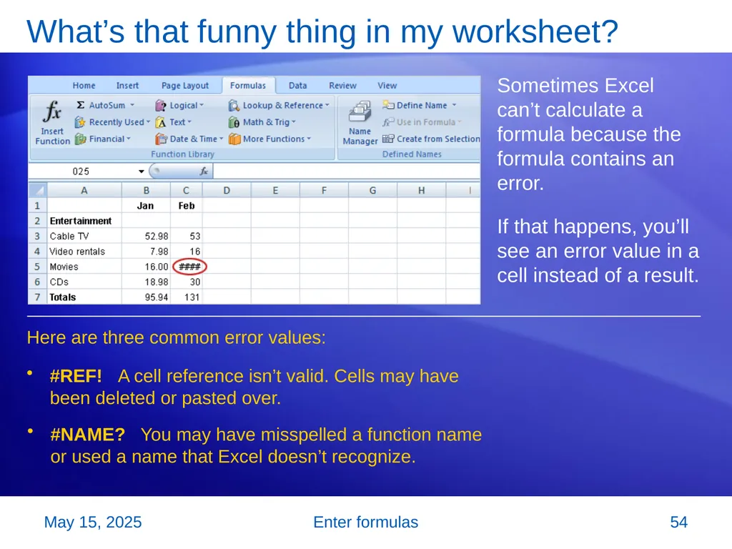 Microsoft® Office Excel® 2007 Training Enter - slide 54 of 64