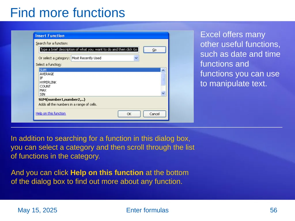 Microsoft® Office Excel® 2007 Training Enter - slide 56 of 64