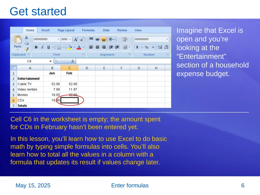 Microsoft® Office Excel® 2007 Training Enter - slide 6 of 64