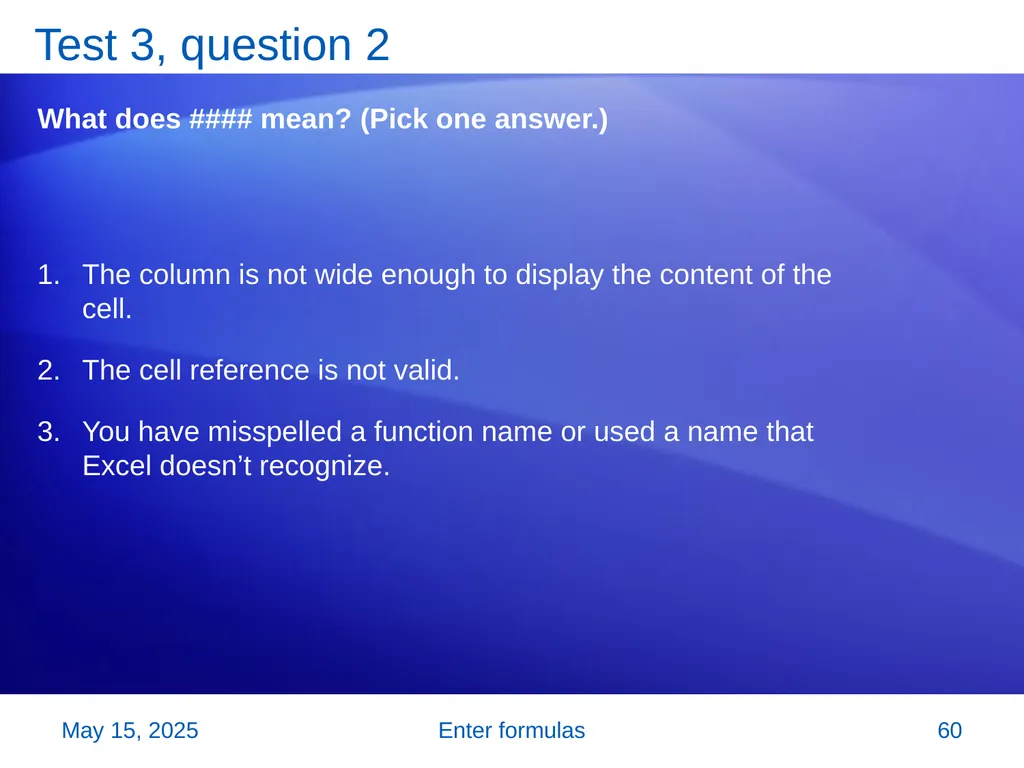 Microsoft® Office Excel® 2007 Training Enter - slide 60 of 64