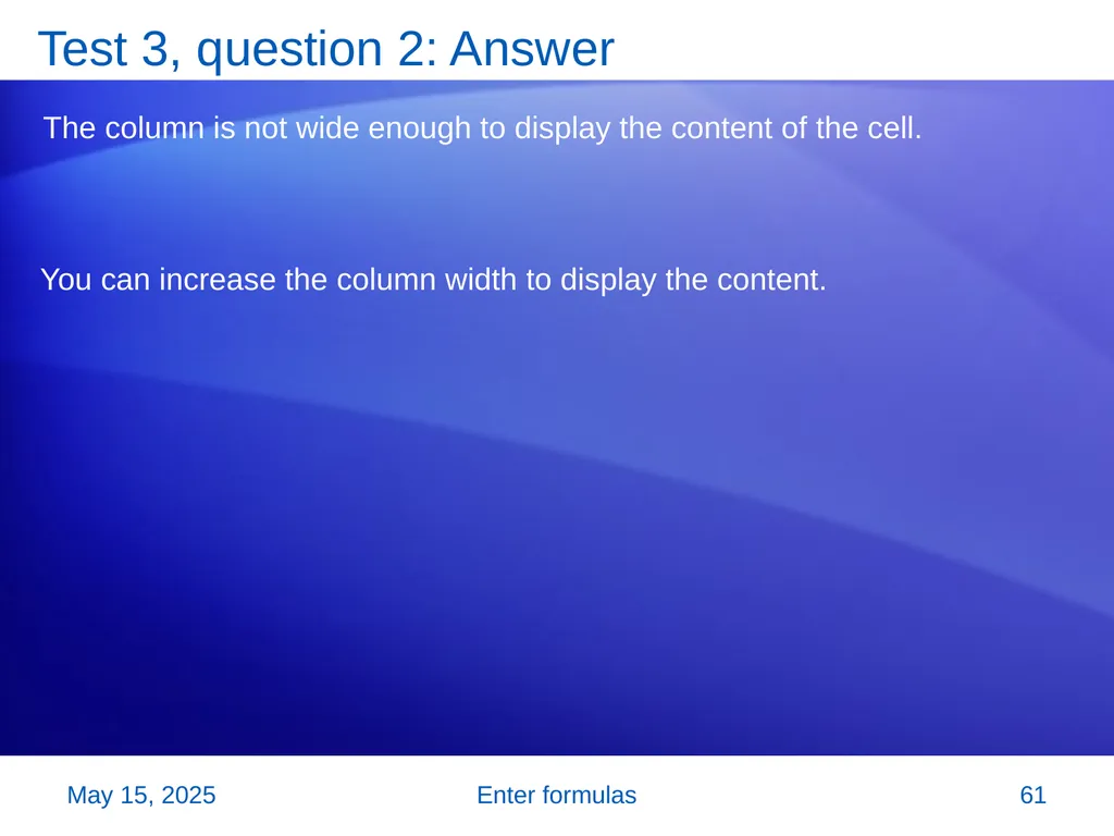 Microsoft® Office Excel® 2007 Training Enter - slide 61 of 64