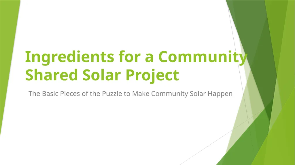 COMMUNITY SOLAR 101 Realizing Affordable Solar - slide 20 of 33
