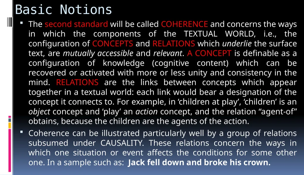 Basic Notions A TEXT will be defined as a - slide 2 of 11
