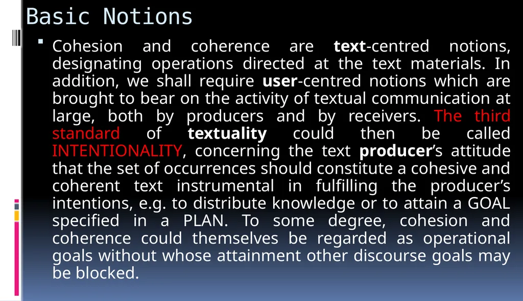 Basic Notions A TEXT will be defined as a - slide 5 of 11