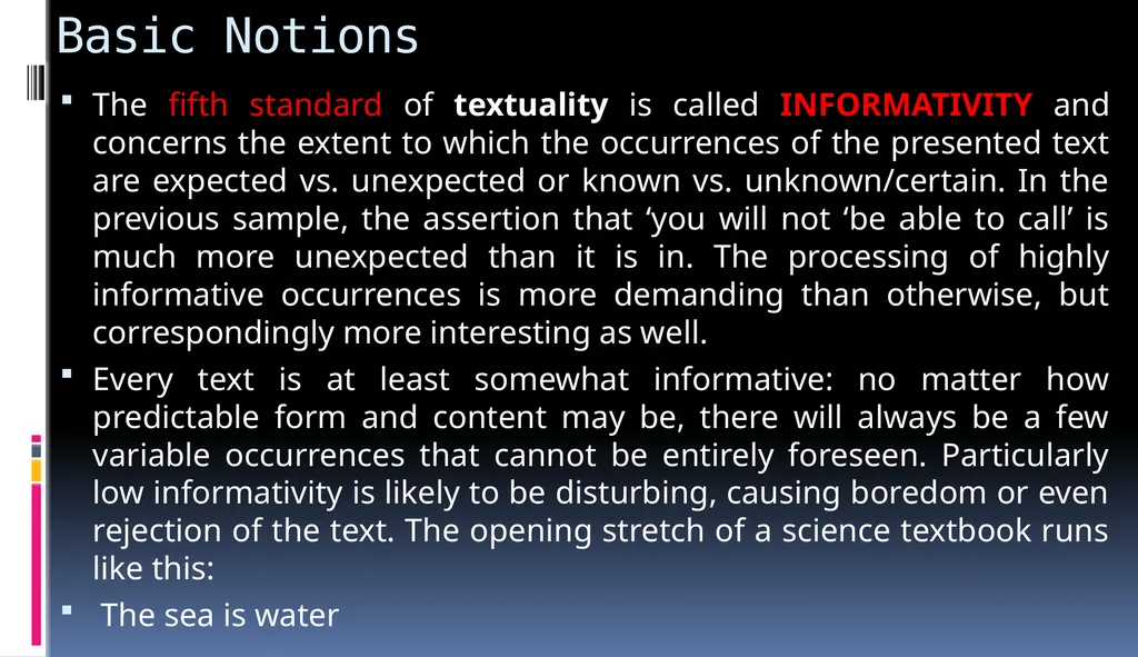 Basic Notions A TEXT will be defined as a - slide 7 of 11