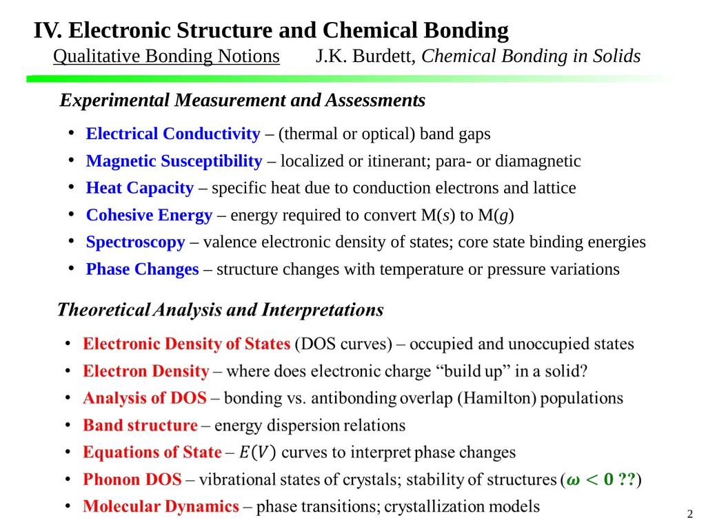 IV. Electronic Structure and Chemical Bonding - slide 2 of 8