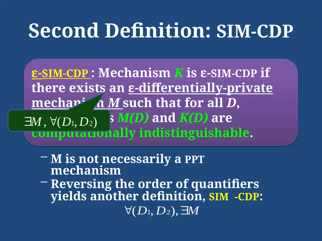 Computational Differential Privacy Ilya Mironov - slide 9 of 20