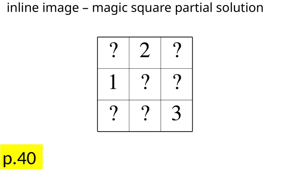 Chapter 4 Search Fig. 4.1a Magic squares … Fig. - slide 6 of 23