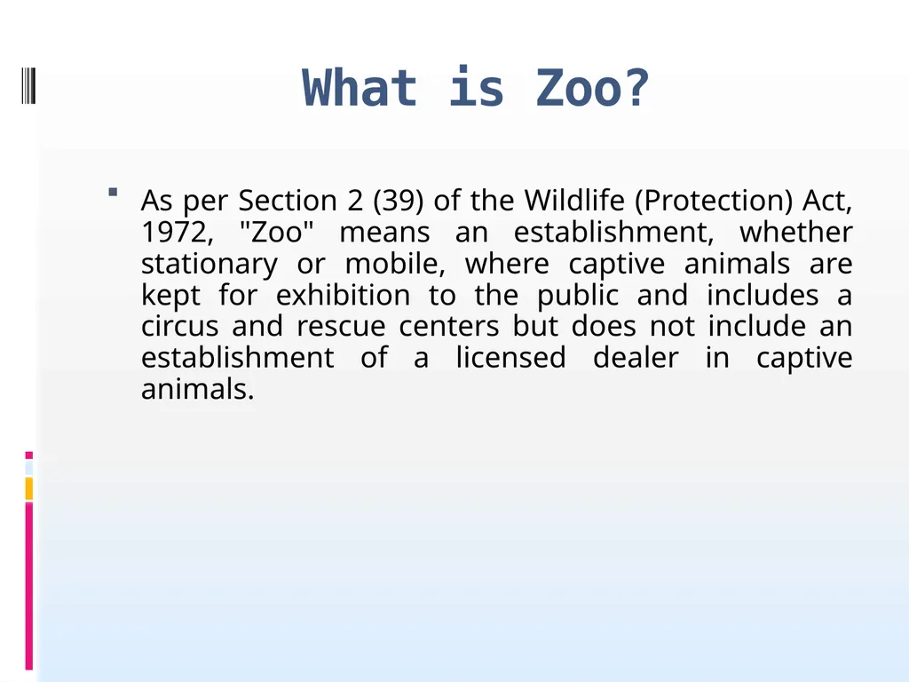 About Zoos What is Zoo? As per Section 2 (39) - slide 2 of 6