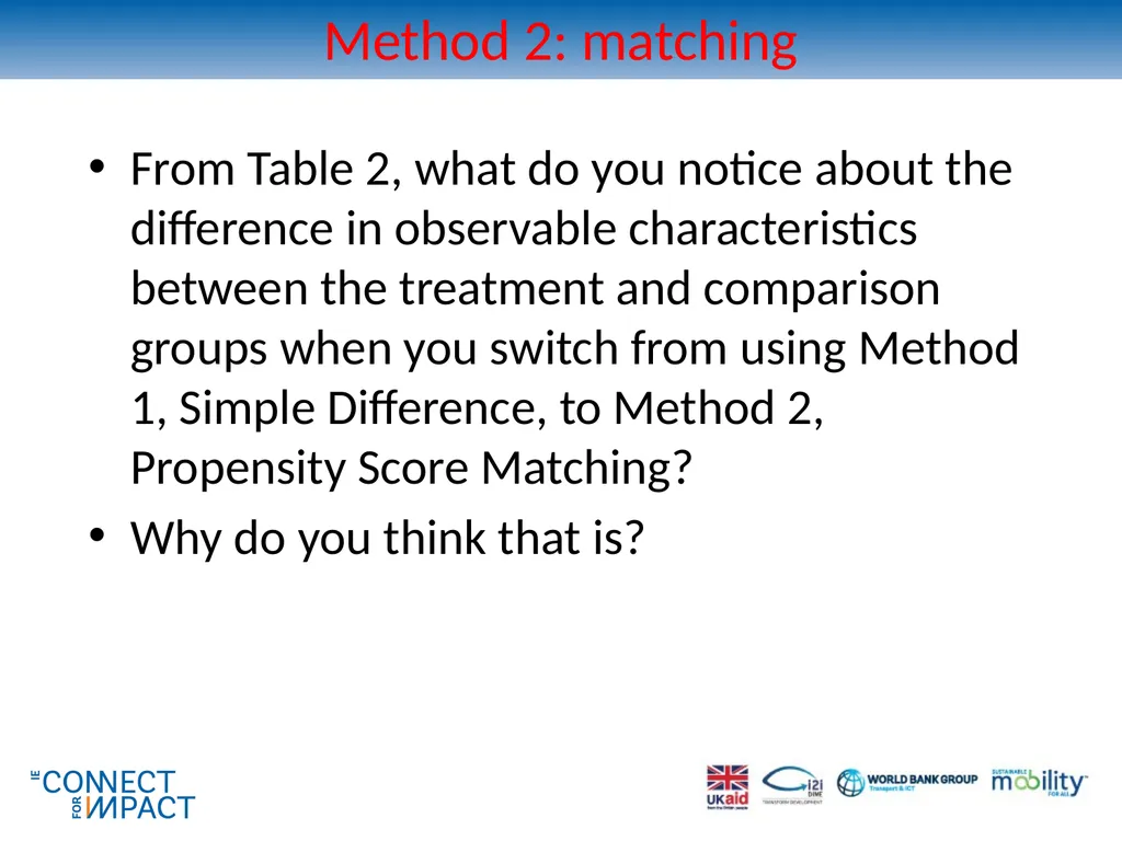 Non-experimental methods for transport impact - slide 27 of 44