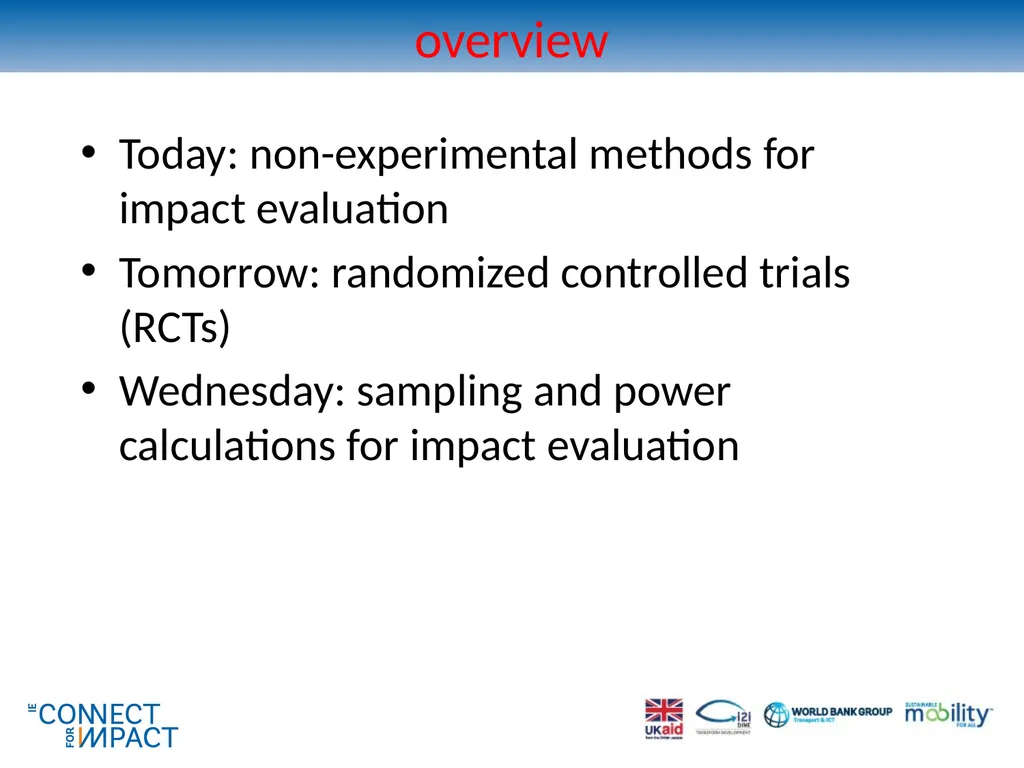 Non-experimental methods for transport impact - slide 3 of 44