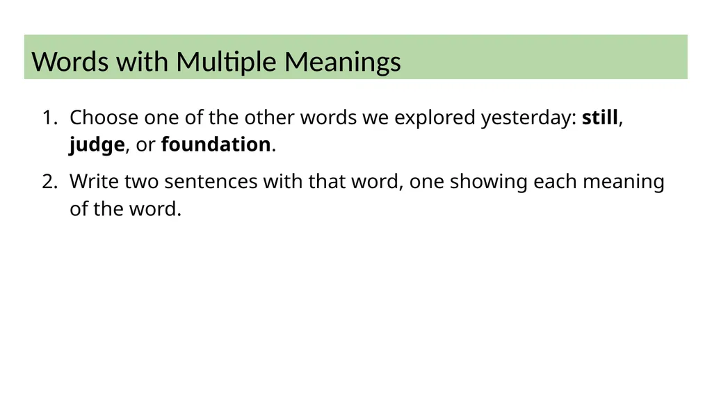 Words with Multiple Meanings Vocabulary & Language - slide 9 of 9