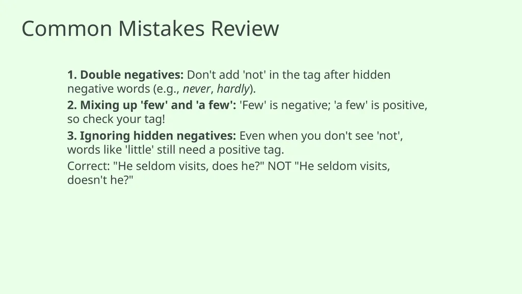 Question Tags 5: Negative Words and Meanings - slide 12 of 13