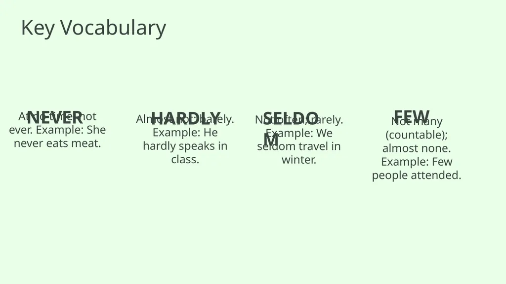 Question Tags 5: Negative Words and Meanings - slide 2 of 13