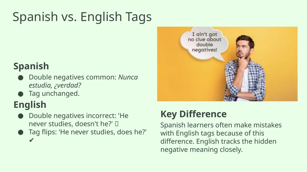 Question Tags 5: Negative Words and Meanings - slide 6 of 13
