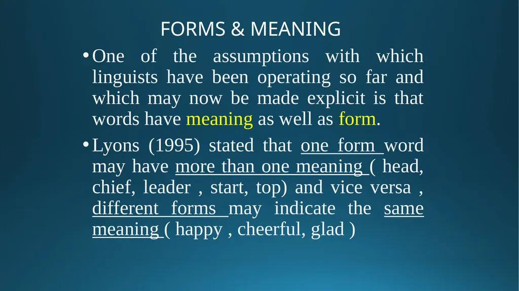 Words forms & meaning transparent & opaque forms & - slide 2 of 41