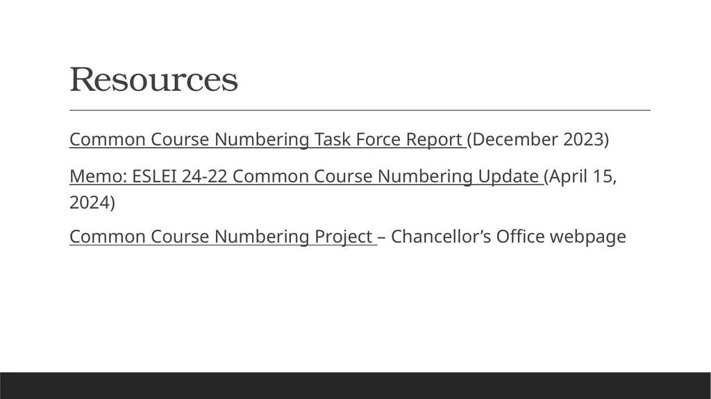 Common Course Numbering Update Michelle - slide 16 of 17
