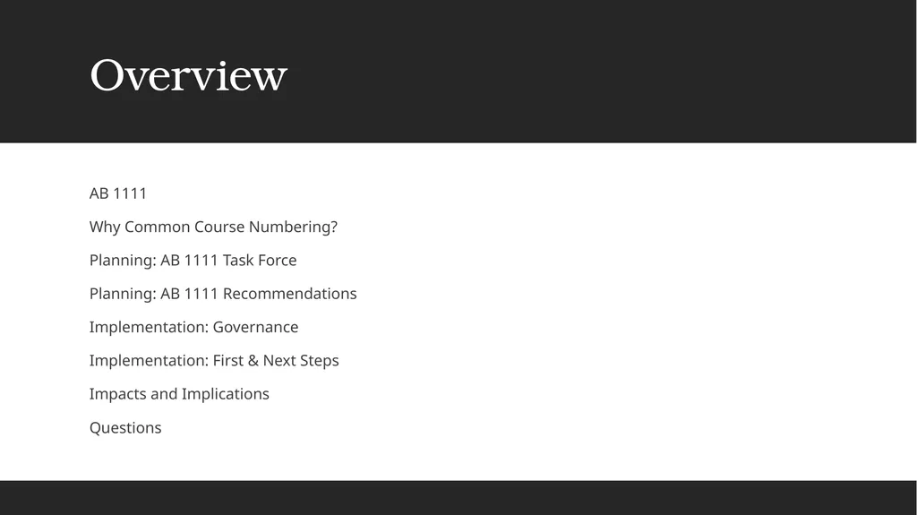 Common Course Numbering Update Michelle - slide 2 of 17