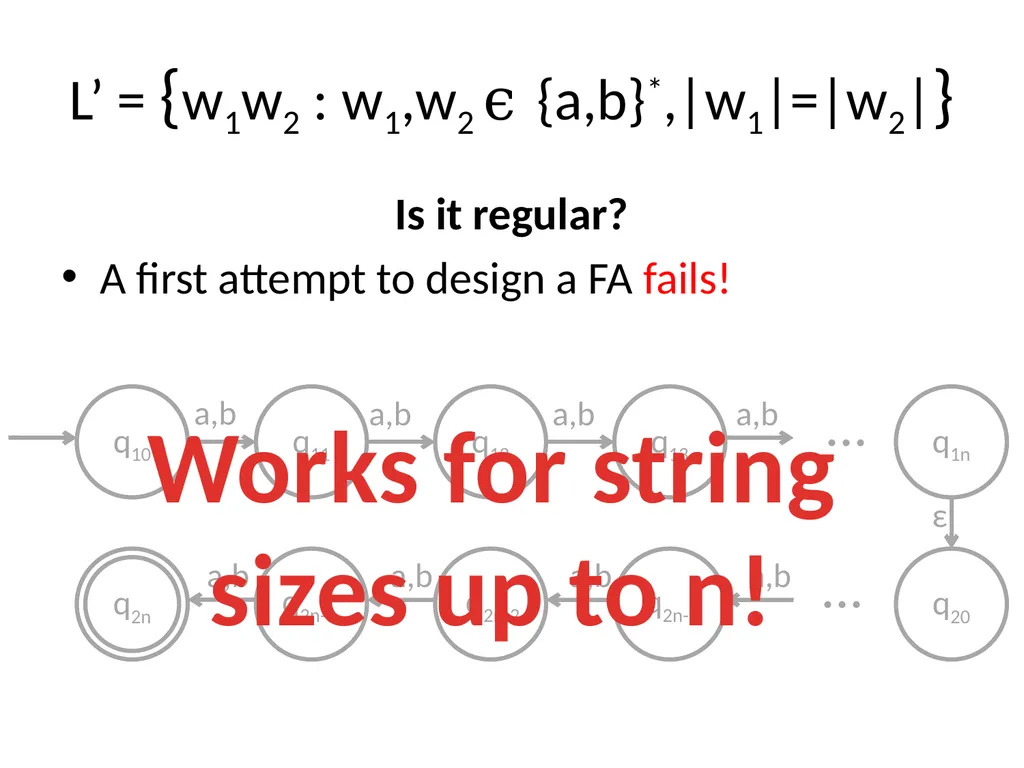 Pumping Lemma Examples L> = {aibj : i > j} - slide 50 of 67