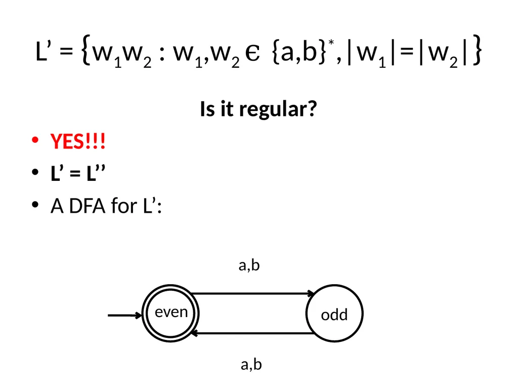 Pumping Lemma Examples L> = {aibj : i > j} - slide 67 of 67