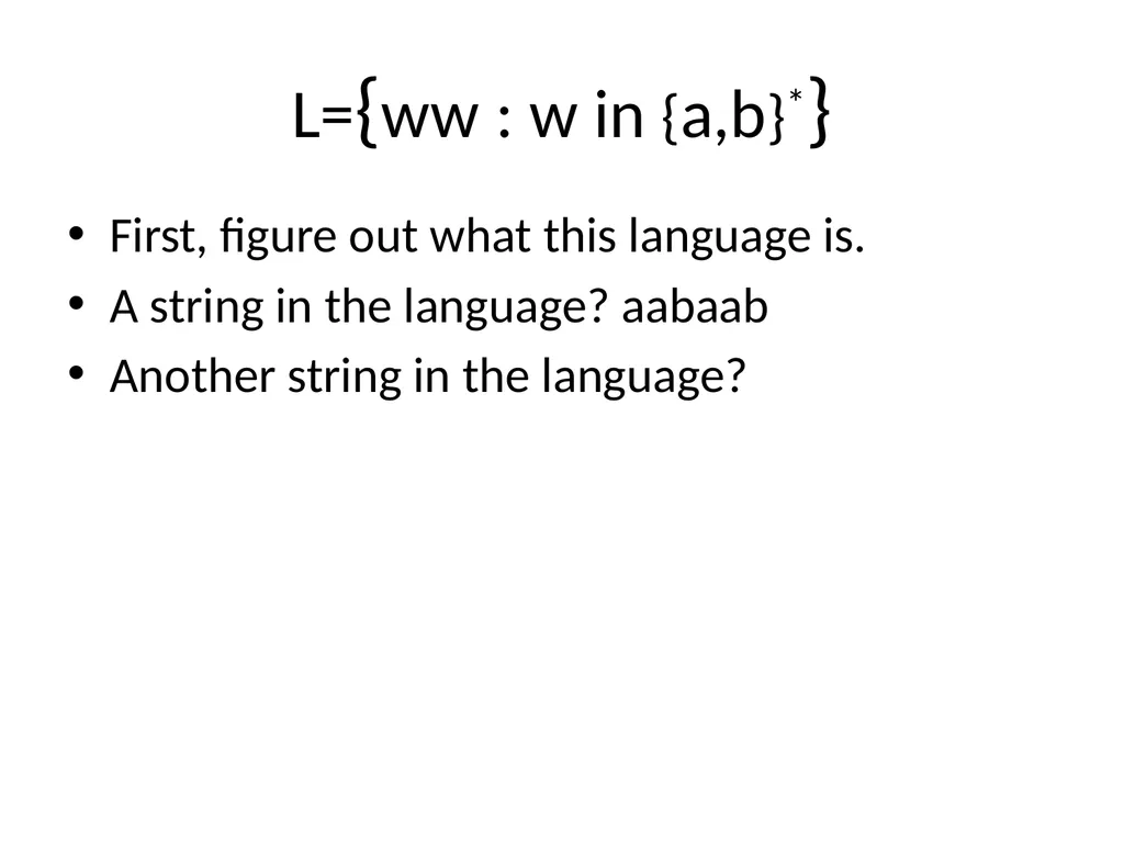 Pumping Lemma Examples L> = {aibj : i > j} - slide 17 of 67
