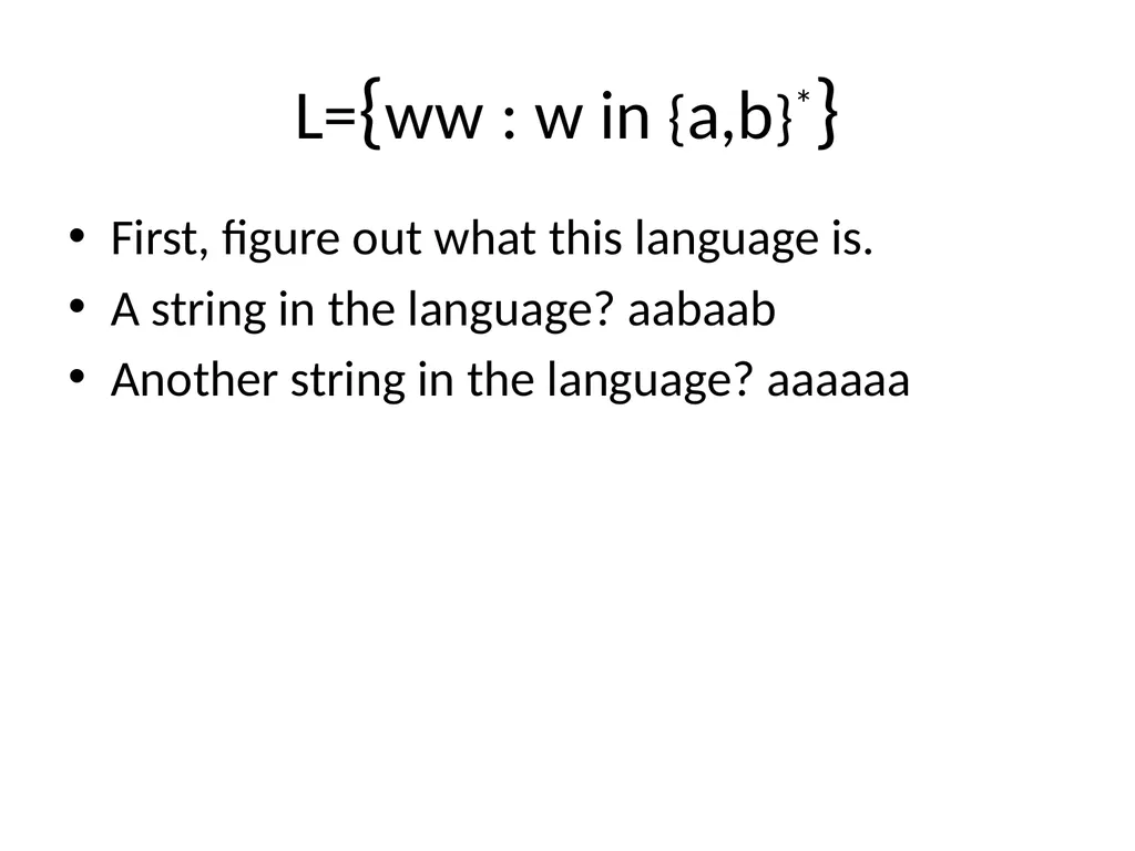 Pumping Lemma Examples L> = {aibj : i > j} - slide 18 of 67