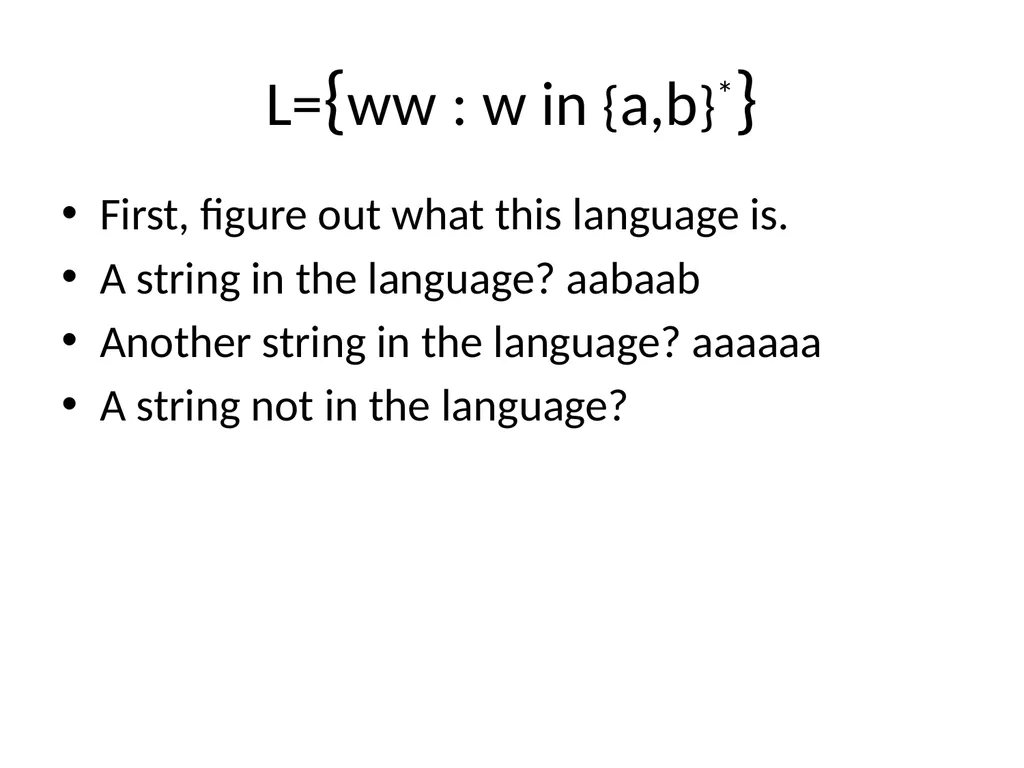 Pumping Lemma Examples L> = {aibj : i > j} - slide 19 of 67