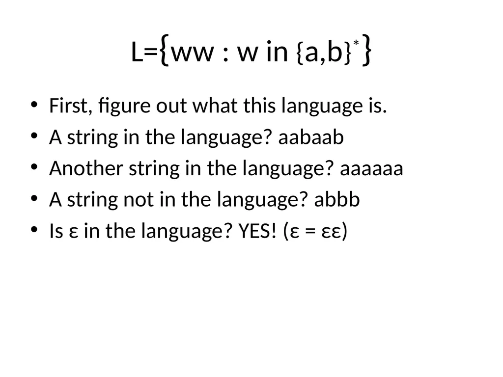 Pumping Lemma Examples L> = {aibj : i > j} - slide 22 of 67