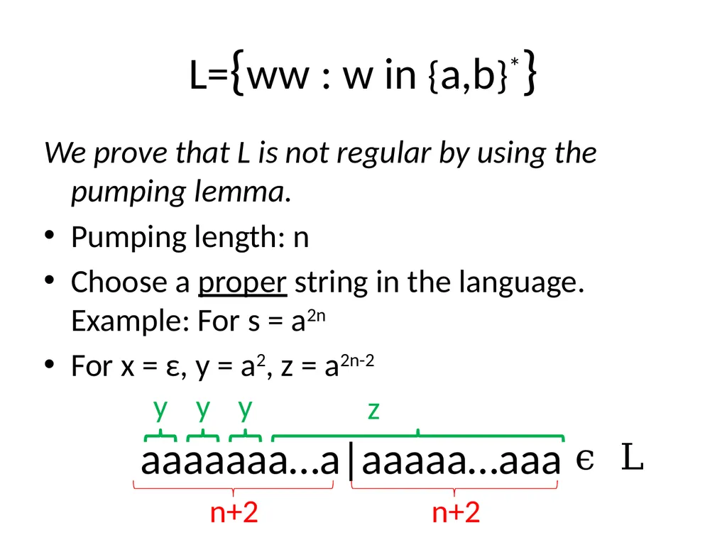 Pumping Lemma Examples L> = {aibj : i > j} - slide 35 of 67