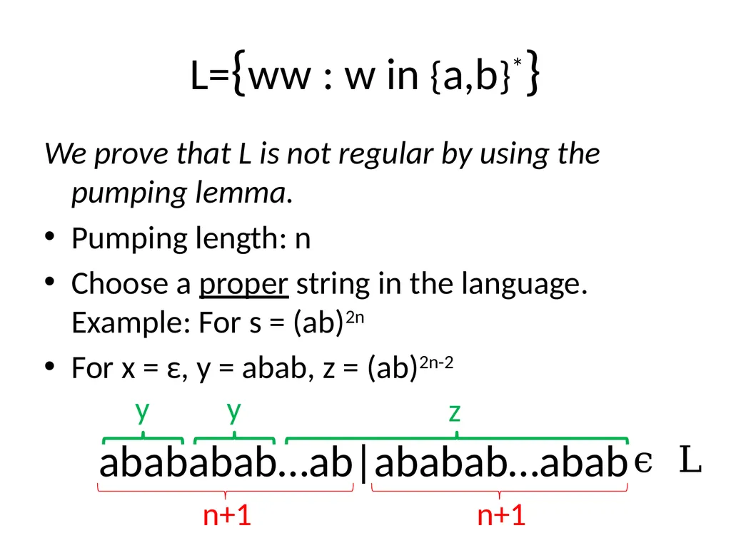 Pumping Lemma Examples L> = {aibj : i > j} - slide 41 of 67