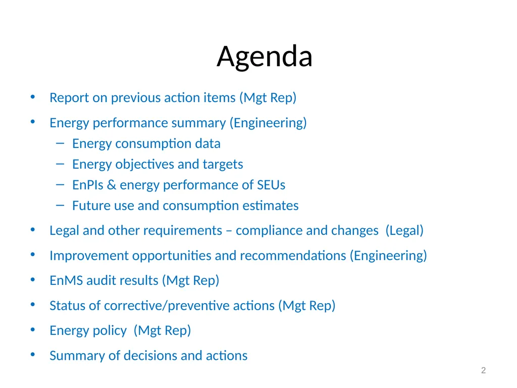 EnMS Management Review January 31, 2011 1 Example - slide 2 of 27
