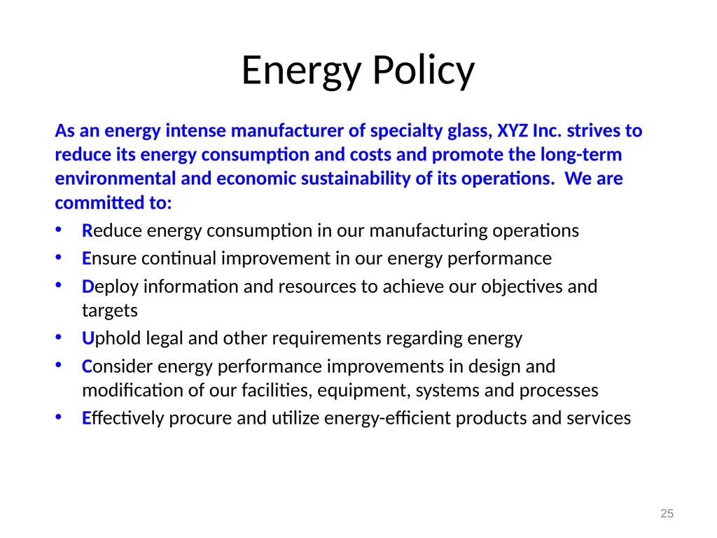 EnMS Management Review January 31, 2011 1 Example - slide 25 of 27