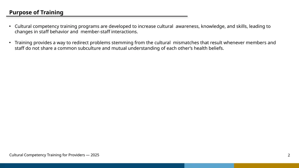 Cultural Competency Training for Providers — 2025 - slide 2 of 31