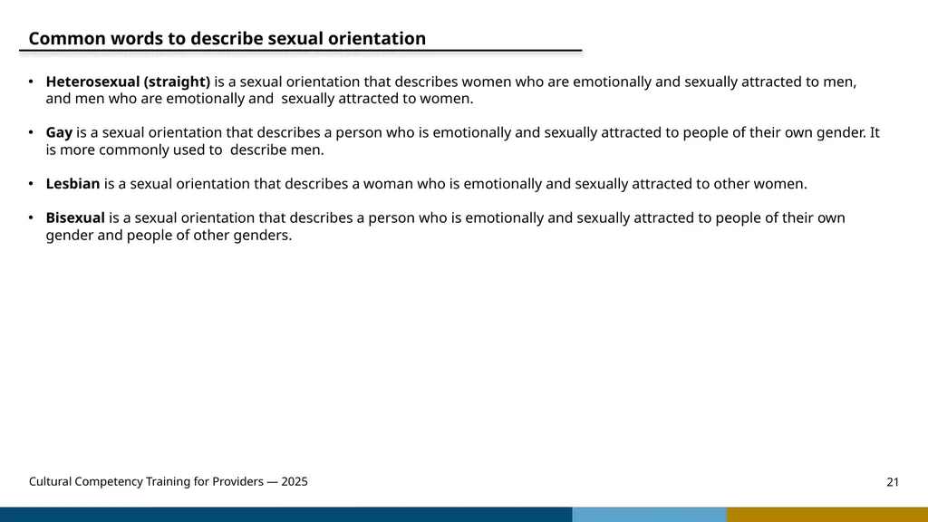 Cultural Competency Training for Providers — 2025 - slide 21 of 31