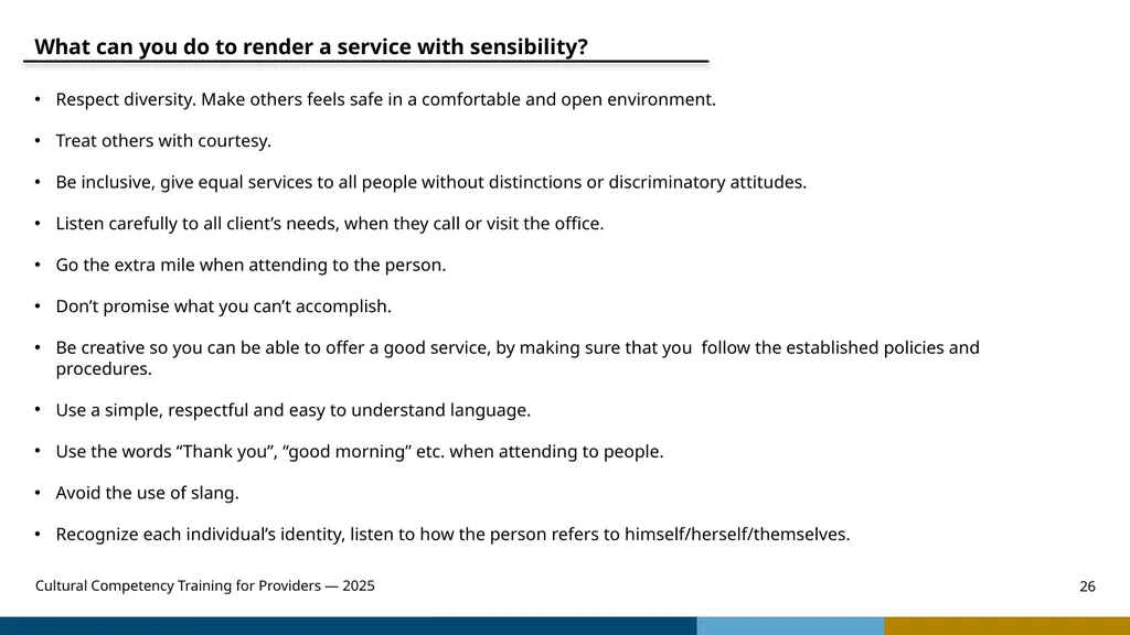 Cultural Competency Training for Providers — 2025 - slide 26 of 31