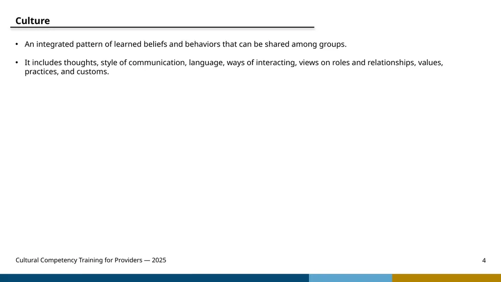 Cultural Competency Training for Providers — 2025 - slide 4 of 31