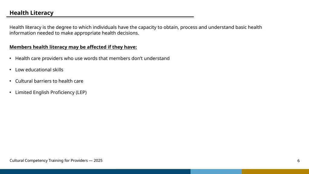 Cultural Competency Training for Providers — 2025 - slide 6 of 31