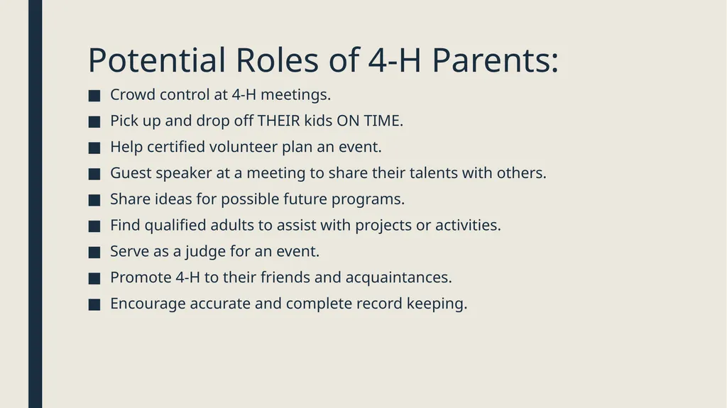 Engaging 4-H Parents Welcome! While we wait to get - slide 25 of 33