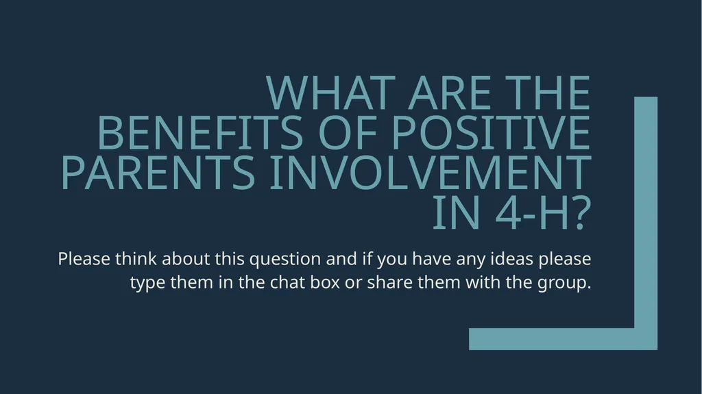 Engaging 4-H Parents Welcome! While we wait to get - slide 4 of 33